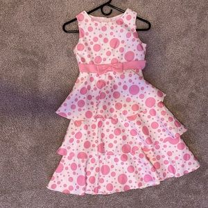 Girls Pink Polka Dot Dress
